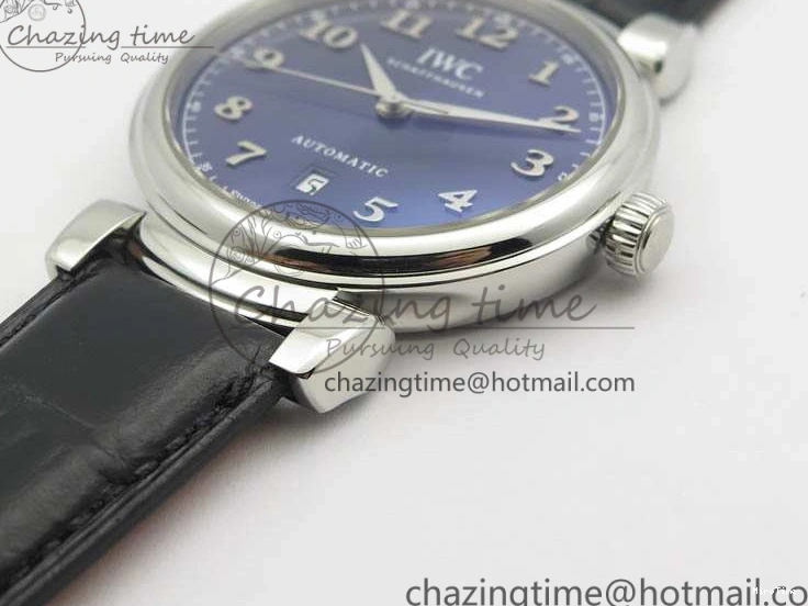 MIROTIME 0209 Da Vinci IW356601 SS TW 1:1 Best Edition Blue Dial On Black Leather Strap A Durable 7239